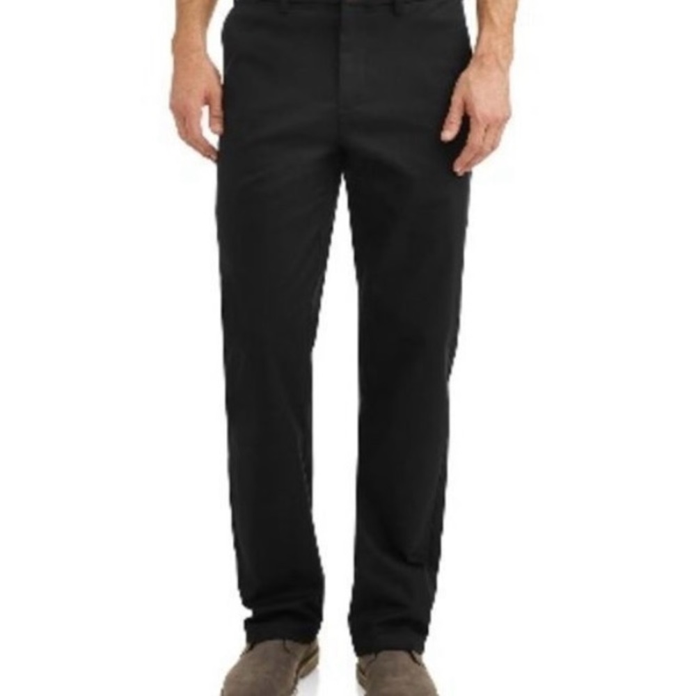 Black Pants 32 x 30, George Dress Slacks Black Flat Front